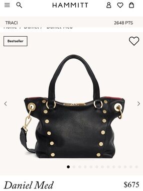 Hammitt Black Leather Tote with Gold Hardware